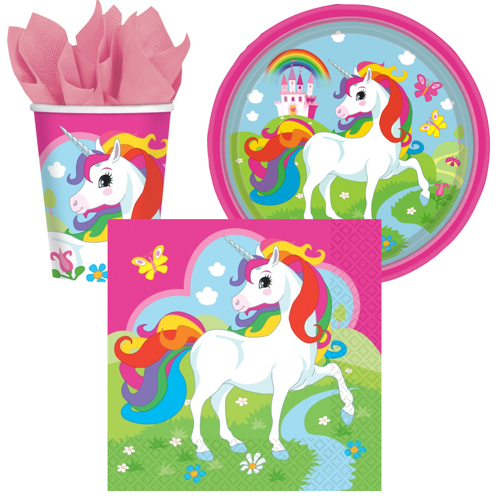 HHO Magic Unicorn Partyset – 52-teilig Mit Tellern, Bechern & Servietten Für Bis Zu 16 Kinder