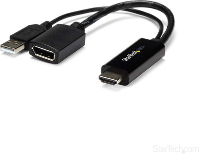 4K 30Hz HDMI to Displayport Video Adapter W/ USB Power - 6 in - HDMI 1.4 (Male) 