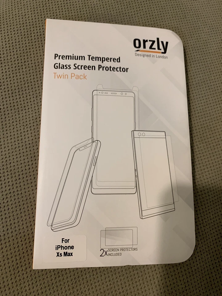 Paquete de 2 protectores de pantalla de vidrio templado Orzly para iPhone XS Max TOTALMENTE NUEVOS Foto 2 de 3