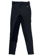 Kerrits Full Seat Leather Patch Riding Tights Black Stretch USA Made Kid Size XL