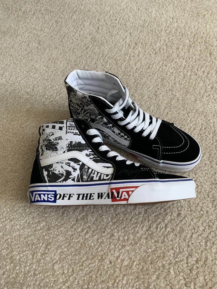 Vans Off The Wall Sk8-Hi Black/White “Lady Van” Signature Size Men/ 7.5 Women eBay