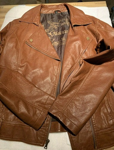 Women's Giacca Faux Leather Jacket Size 