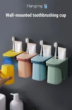 Wall-Mounted Toothbrush Holder & Magnetic Cup – Space-Saving Bathroom Organizer