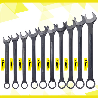 10 pcs Metric Jumbo Combination Wrench Set Extra Large 34-50mm with Pouch