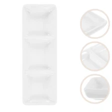 6 Inch Pure White Ceramic 3-Compartment Appetizer Serving Tray Rectangular