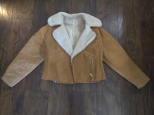 Percy For Marvin Richards Women’s Suede Leather Coat Sz Small Mustard 