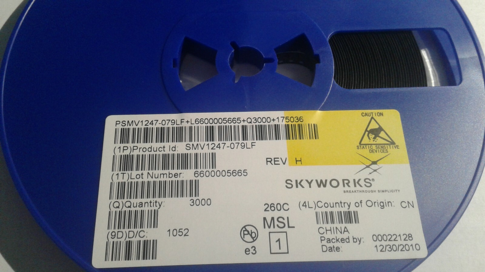 (100pc) SMV1247079LF, SKYWORKS , Diode VAR Cap Single 15V 6.5pF 2Pin