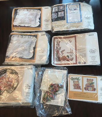 Creative Circle Cross Stitch Kits Lot of 7 Pillow Teddy Bear Christmas