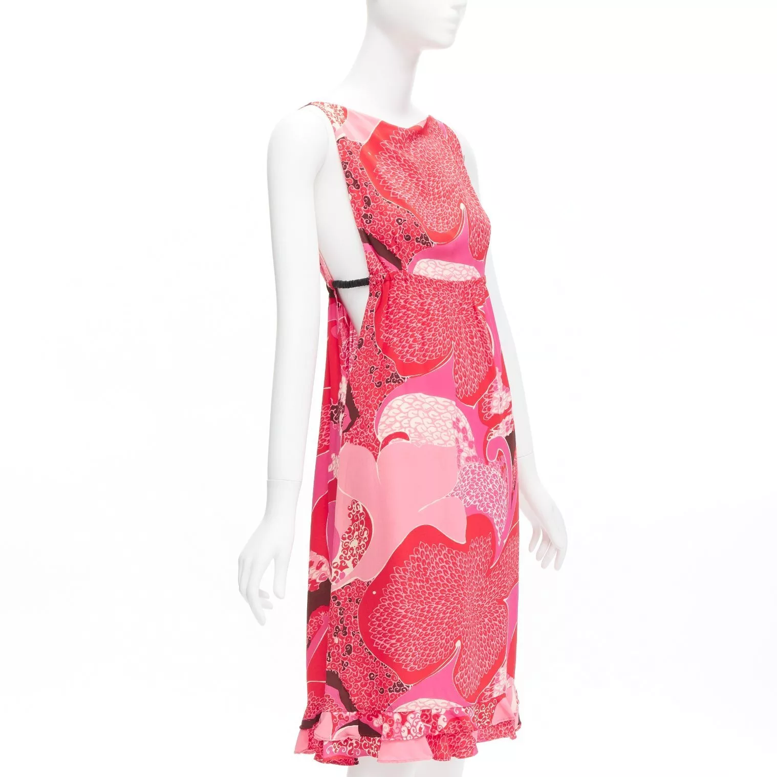 Robe GUCCI TOM FORD 1999 vintage Runway rose découpe florale bride cuir IT42 M