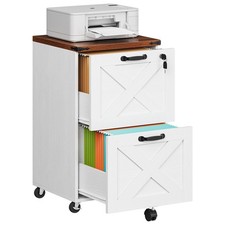 2 Drawer File Cabinet with Lock, Under Desk Mobile Filing Cabinet for Home Of...
