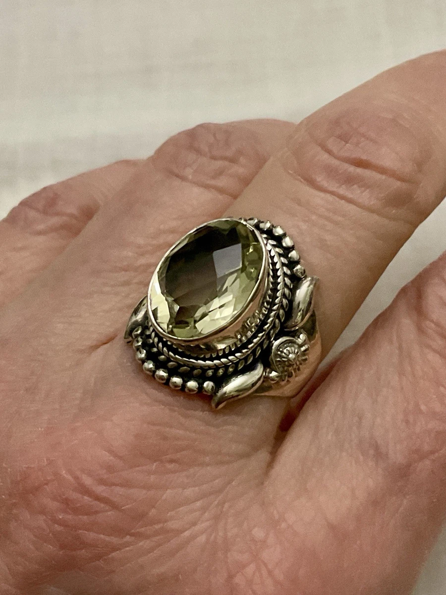 Bague Argent Massif Avec Pierres – Taille 56, 10,6 G, Style Unique