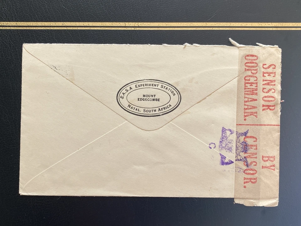 SOUTH AFRICA 1943 Cover to USA, Violet Coat of Arms Censor Mark & S.A.S.A Cachet - Image 4 of 4