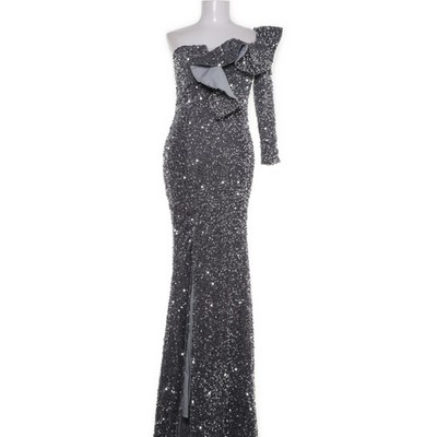 Miss Ord, Abendkleid, Größe: M, Silber, Baumwolle/Polyester, Damen #c0E
