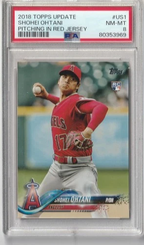 2018 Topps Update Shohei Ohtani #US1 Pitching In Red Jersey PSA 8 NM-MT