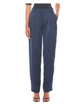 EMPORIO ARMANI Womens Navy Pleated Pocketed Wear To Work Straight leg Pants 40