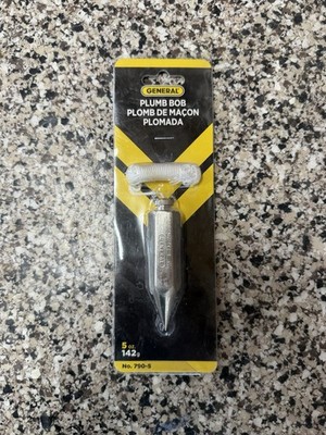 General Tools 790-5 Hexagonal Steel Plumb Bob 5 oz Removable Cord Cap Plated