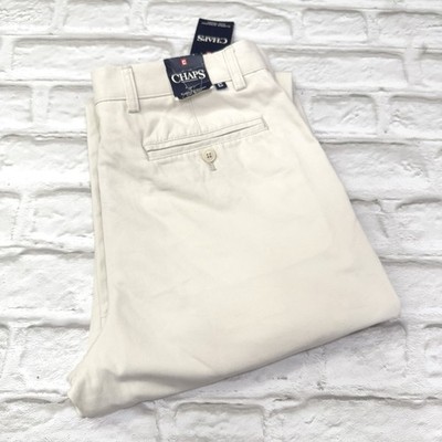 CHAPS Khaki REPLENISHM STONE Classic Straight Flat Front Pants Men's 34x30 New
