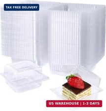 100 Pack Clear Plastic Square Hinged Food Container,Disposable Plastic To
