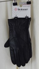 isotoner Mens Water Repellent Leather Glove Black Size Large