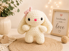 Handmade Crochet Bunny Plush  Amigurumi Stuffed Animal  Soft Baby Gift  Cute