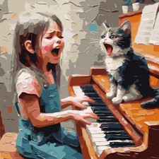 Paint by Numbers Kit for Adults Beginner,Singing Cat Paint by Number Kits Canvas