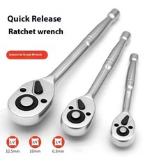 3X Socket Wrench Reversible Ratchet Handle Quick Release 1/4" 3/8" 1/2" Tool Set