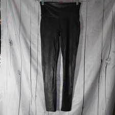 Spanx Black Shiny Faux Leather Leggings Womens M