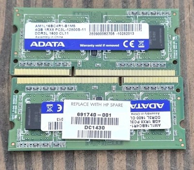 ADATA 8GB 2x4GB Memory RAM AM1L16BC4R1-B1MS  Also HP 691740-001