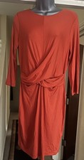 Lovely M&S Burnt Orange Wrap Style Knee-Length Dress~ Size S (8/10UK)~ Brand New