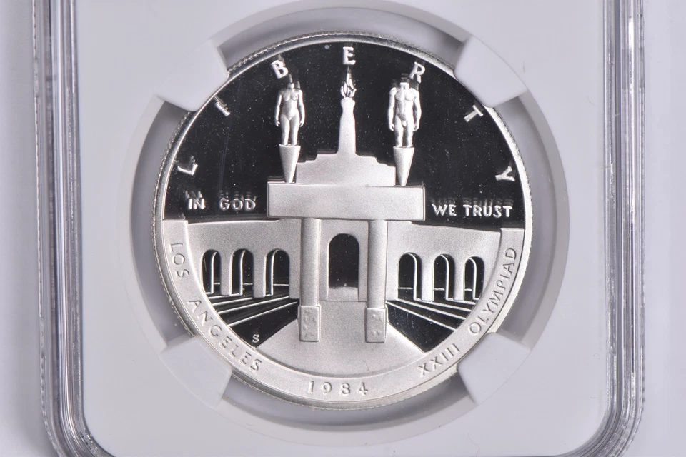 Proof 9.9 1984-S Olympics Commemorative Dollar NGC X NGCX *5926 - Image 3 of 4