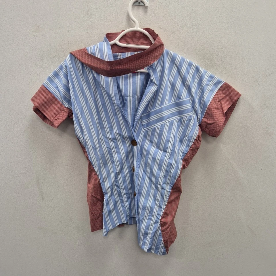 Camisa Vivienne Westwood Etiqueta Roja Pirata Blanca Azul Rayas Manga Corta Talla 38 Foto 2 de 4