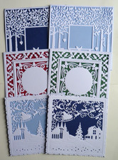 Pk 12, Die Cut & Embossed Forest, Holly & Village Toppers, Perfect for 6" Cards