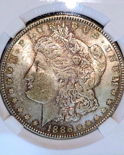 1886-P Morgan silver Dollar MS66  Fantastic Toning
