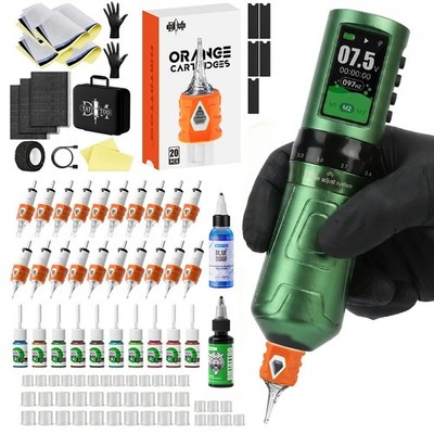 DM Tattoo Kit Greenior Wireless Adjustable Stroke Tattoo Pen Permanent Makeup