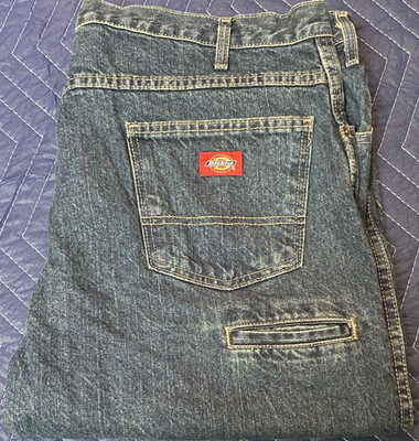 Dickies Men s Blue Straight Leg Denim Jeans Regular Fit 5-Pocket  Zip 40x32