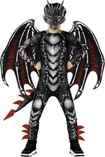 Schwarz Drache Kostüm Kinder Jungen Karneval Faschingskostüm Halloween S - XL