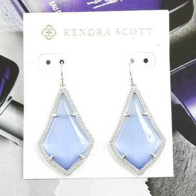 Clearance!! NWOT Kendra Scott Alex Periwinkle Drop Earrings Silver tone