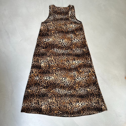 Abito midi ASOS Design stampa leopardata schiena racer. Nero/Marrone. Regno Unito 14. - Foto 4 di 6