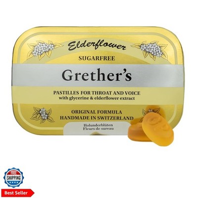 Sugarfree Elderflower Pastilles    Swiss Throat Lozenges for Dry Mouth & Thro...