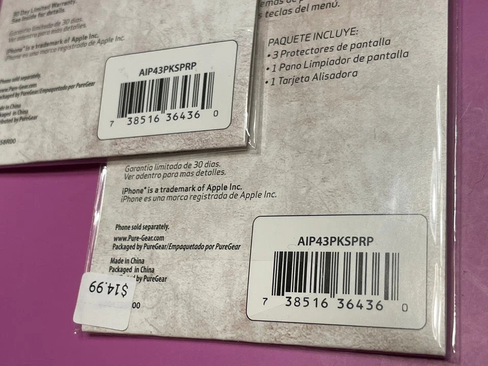 NEW IN PACKAGE Pure Gear iPhone 4 Display Protector 3-Pack - Never Opened! - Image 3 of 3