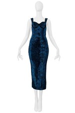 LANVIN BLUE AND BLACK CHENILLE LEOPARD DRESS