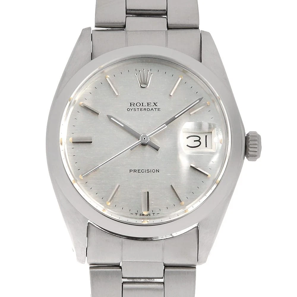 Rolex — ROLEX Oyster Date Precision 6694 Silver Bar Linen Dial 25 Number antique mens