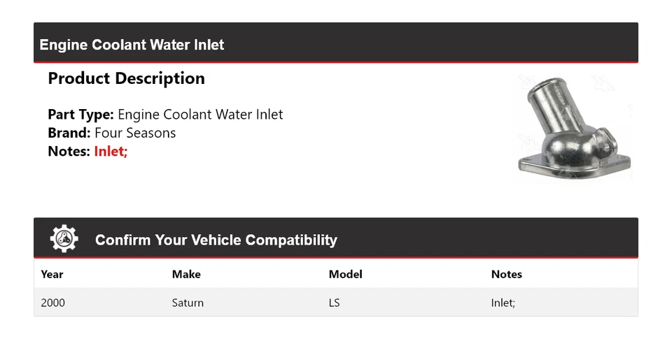 Entrada de água do líquido de arrefecimento do motor Saturn LS 2000 4 estações - Imagem 2 de 4