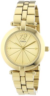 Timex Damen Armbanduhr Analog Quarz T2P548 Gelbgoldton