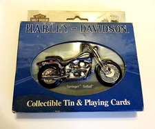 Harley Davidson Collectible Tin & Playing Card Set 2 Decks Motorcycle Logos 2001
