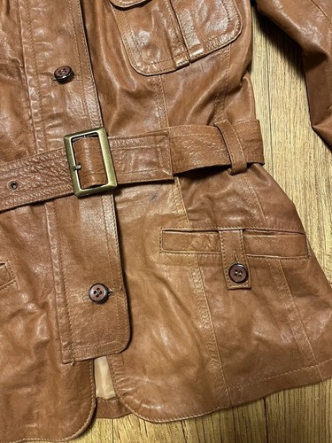 Genuine Leather Bikers Motorcycles Jacket Vera Pelle Belted War Size 42 - Picture 4 of 7