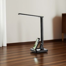 Fugetek LED Desk Office Table Wireless Lamp Touch Lighting USB Port Black NIB