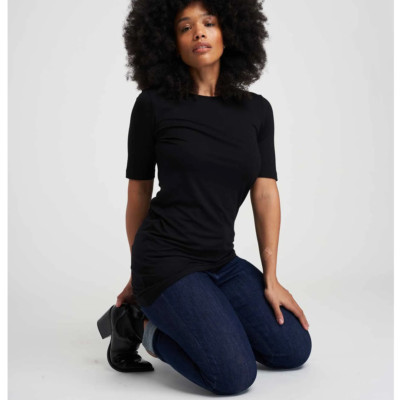 UNIVERSAL STANDARD Liquid Jersey Genevette Top Black {V1}