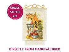 RIOLIS Counted Cross Stich Kit With Wooden Hanger 1657 Cottage Garden. Autumn