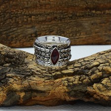 Mozambique Garnet Gemstone 925 Sterling Silver Spinner Handmade Ring All Size
